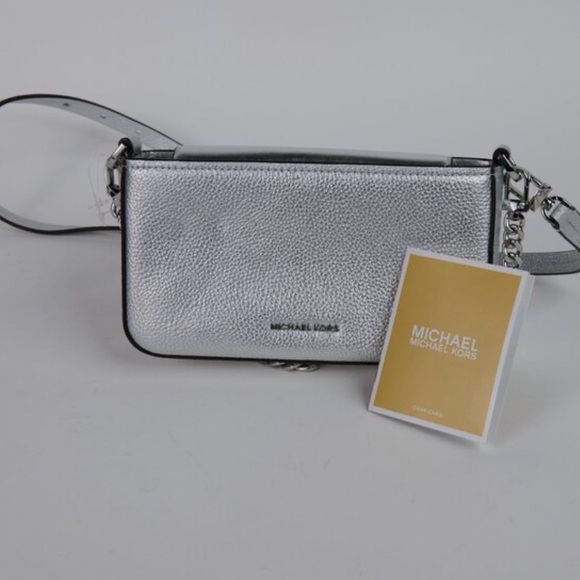 Michael Kors Silver Crossbody w/Strap & Chain - Picture 3 of 4